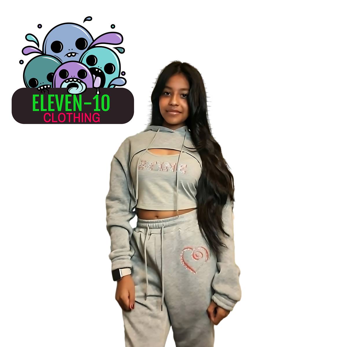 3-Piece Crop Sweat Set (Grey)