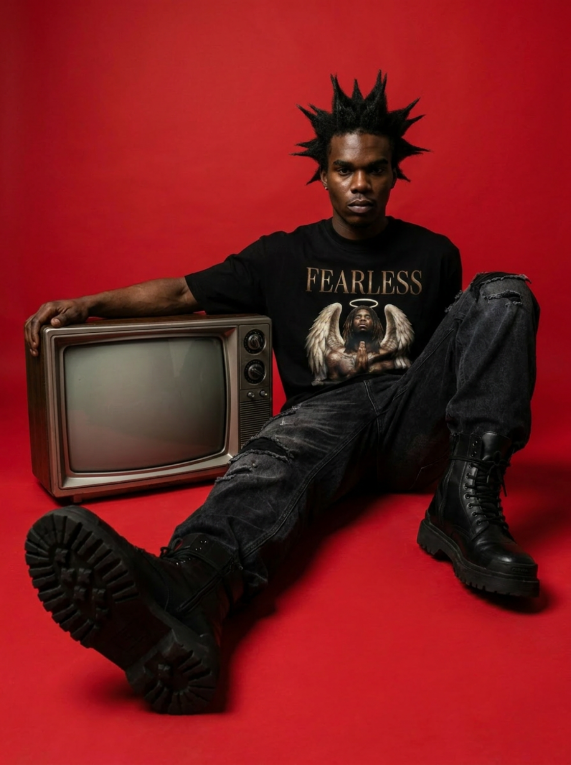 Fearless Angel Heavyweight Tee – Black