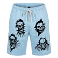 Skull Breakout Graphic Shorts – Ice Blue Edition