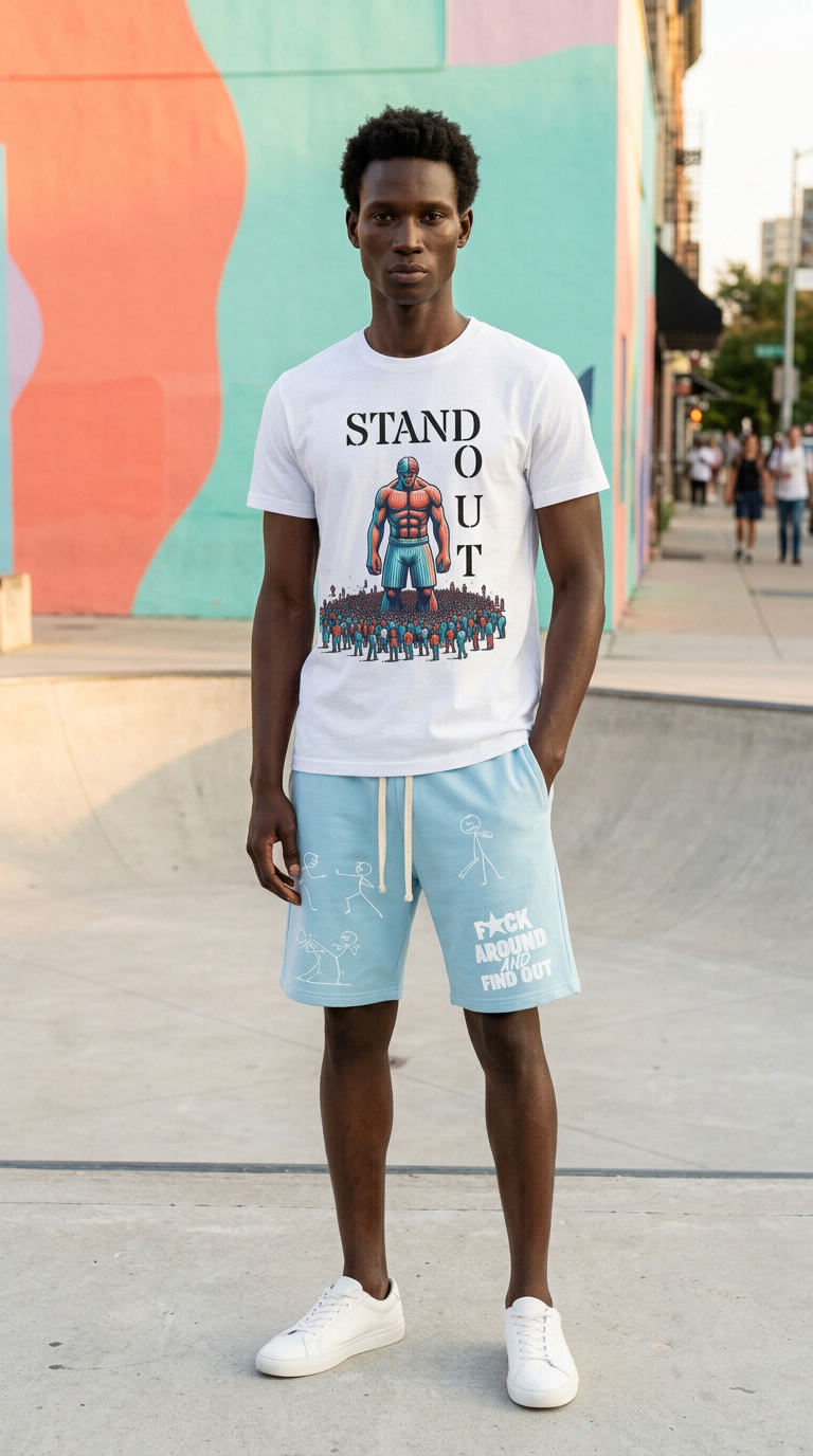 F★ck Around and Find Out Graphic Shorts – Ice Blue Edition
